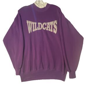 VTG Dodger Kansas State Wildcats Crew Neck Sweatshirt USA Purple L Flawed